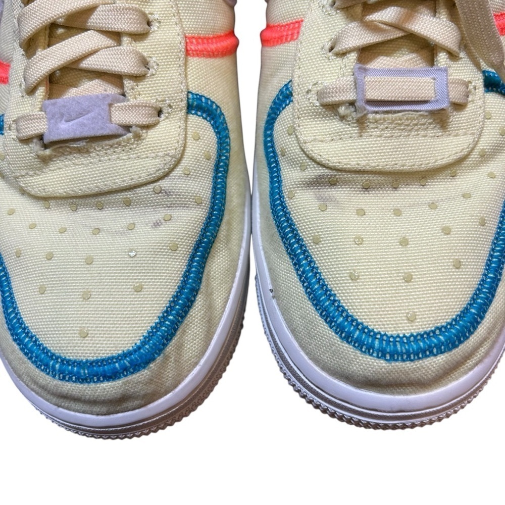 Nike women’s AIR FORCE 1 '07 LOW LX STITCHED CANVAS life lime size 7.5 sneakers - Picture 3 of 8